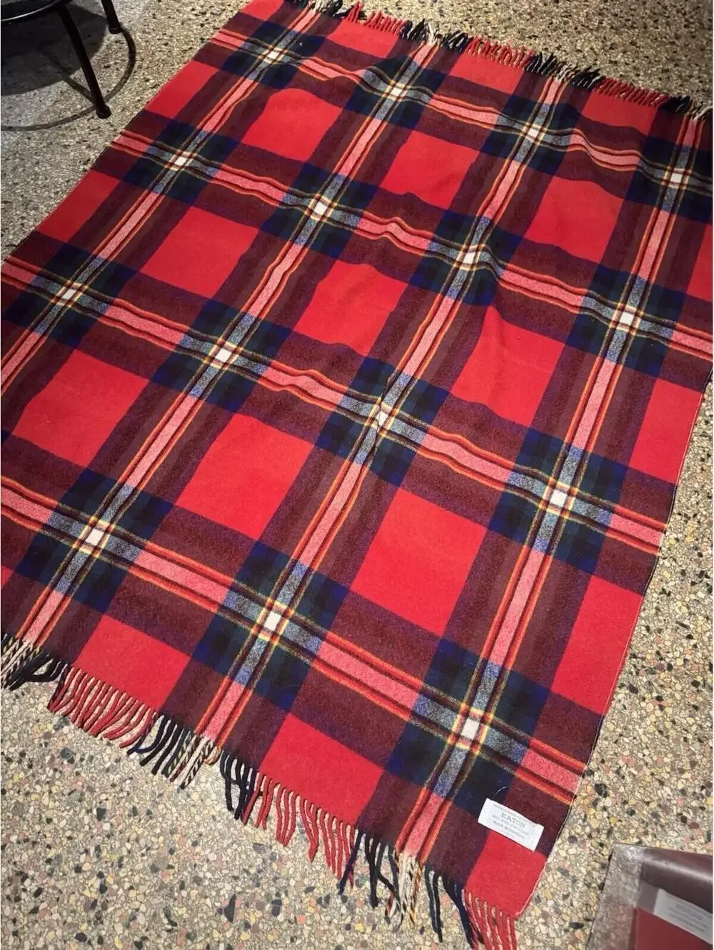 Eaton 100% Wool Blanket Throw Red Plaid Tartan 68 By 32 Inch
